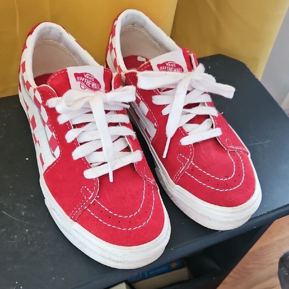 Vans Checkerboard Red and White Sneakers